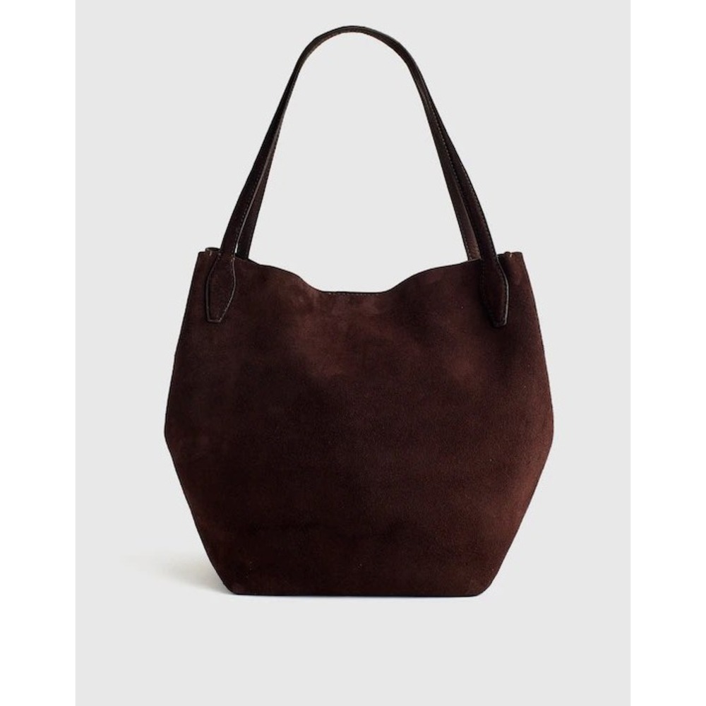 Madewell The Shopper Tote Soft Grain Suede Dark Carob Oversized Shoulder Bag - Picture 1 of 14